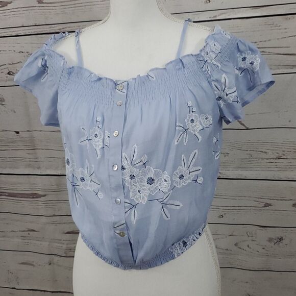 BE COOL, Light blue cold shoulder top, Med - Picture 4 of 6